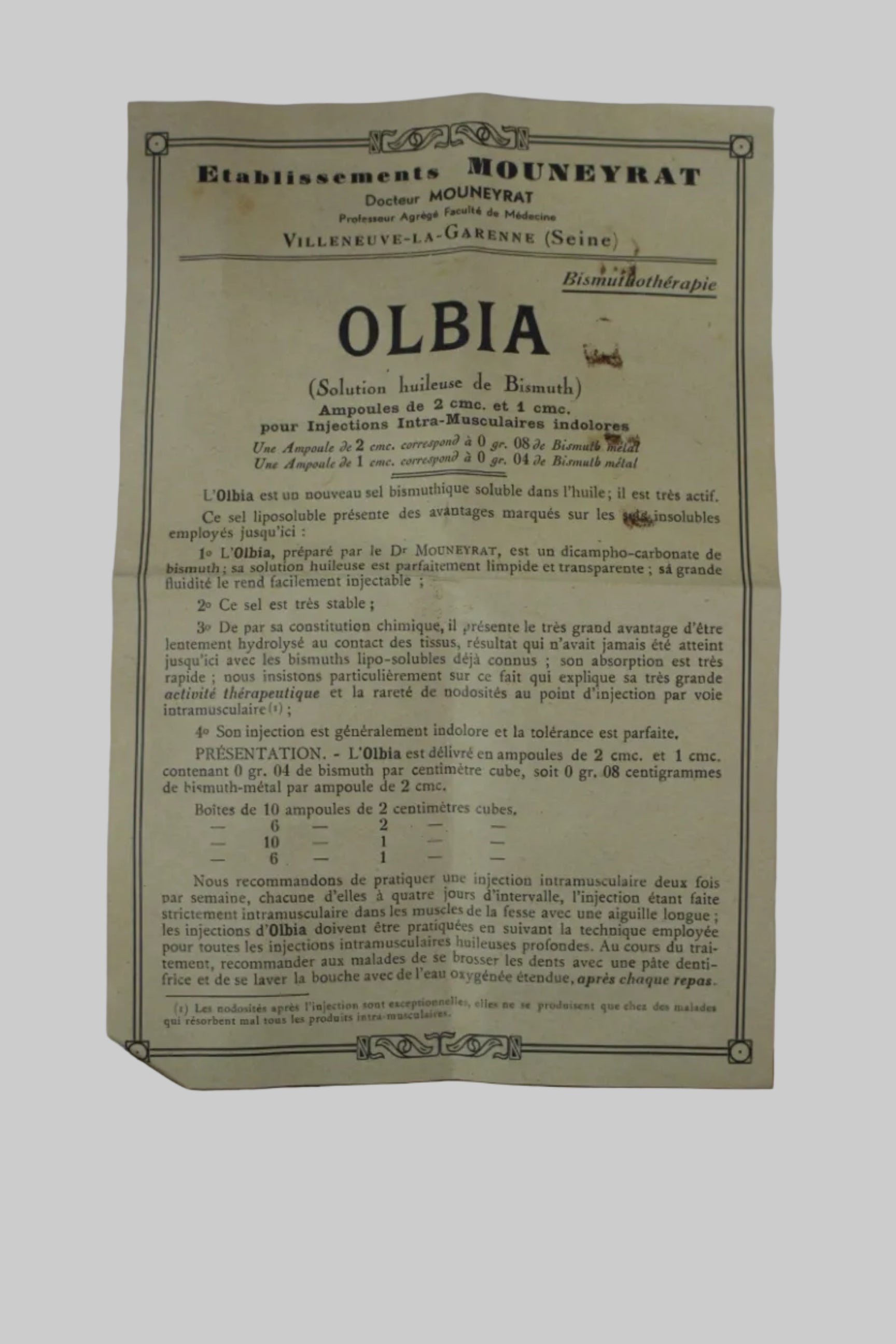 Laboratories Olbia, Ampoules Olbia