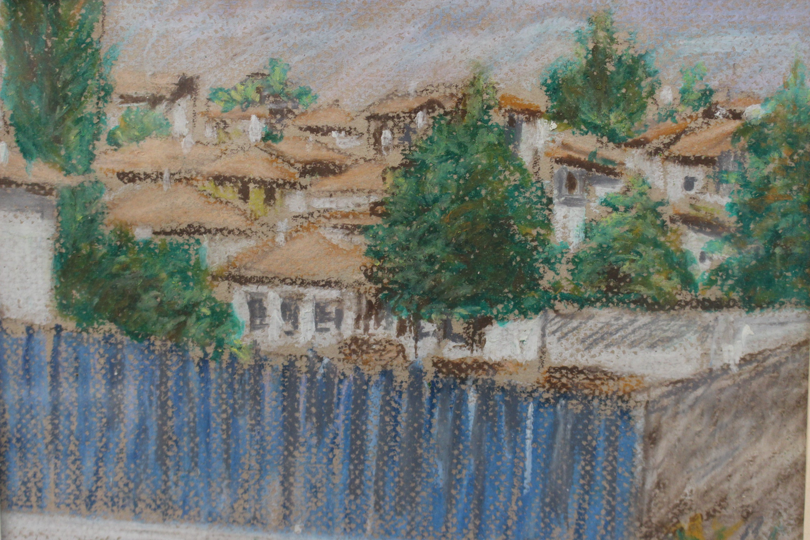 Pastel boya çerçeveli resim