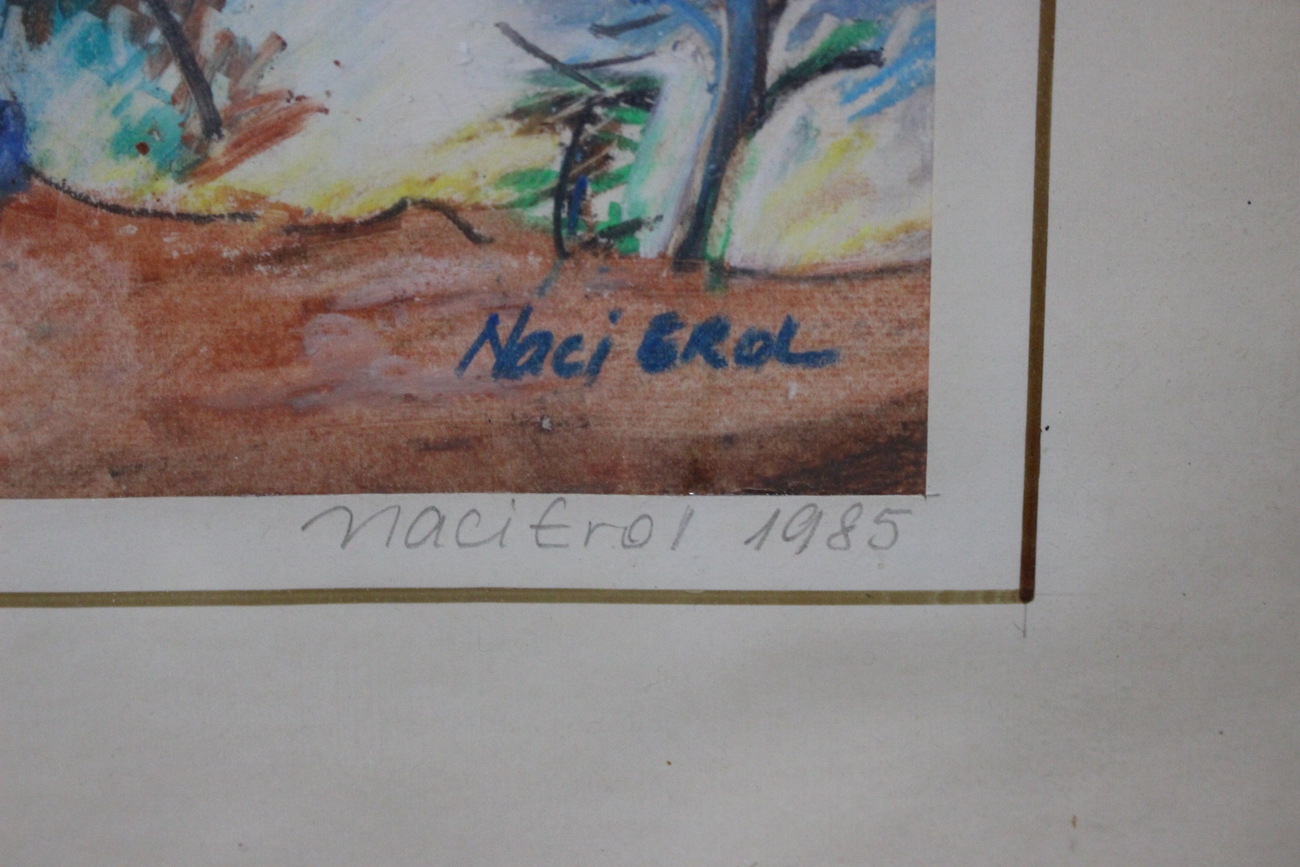 Pastel boya, imzalı ve çerçeveli resim