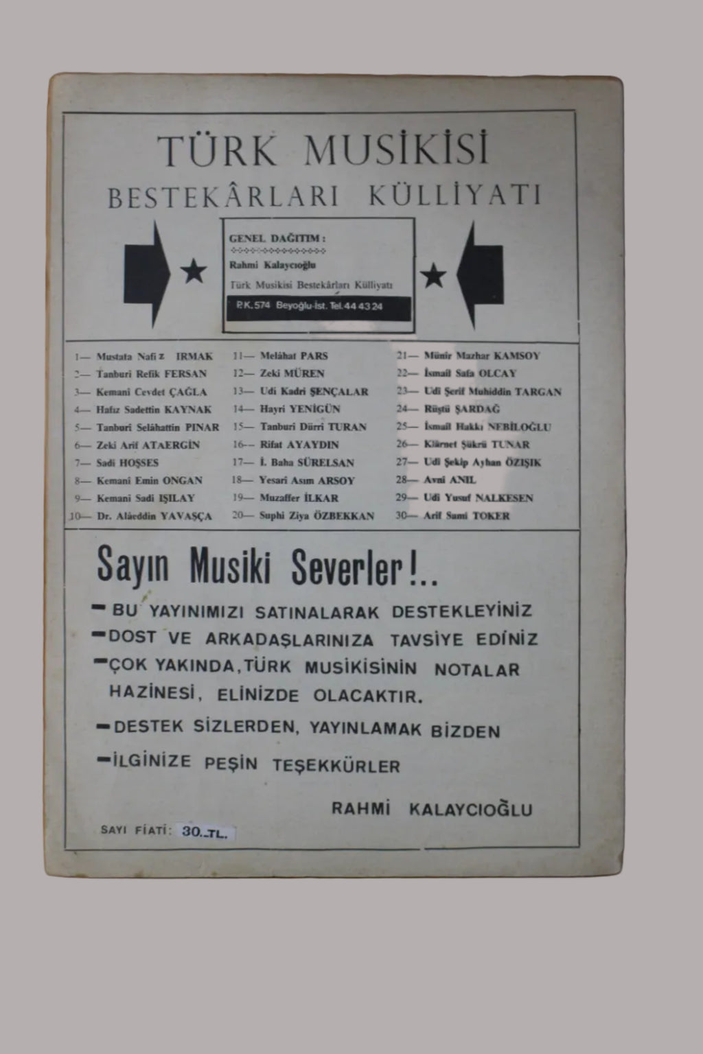 Türk Musikisi Bestekarları Külliyatı Sayı: 5
