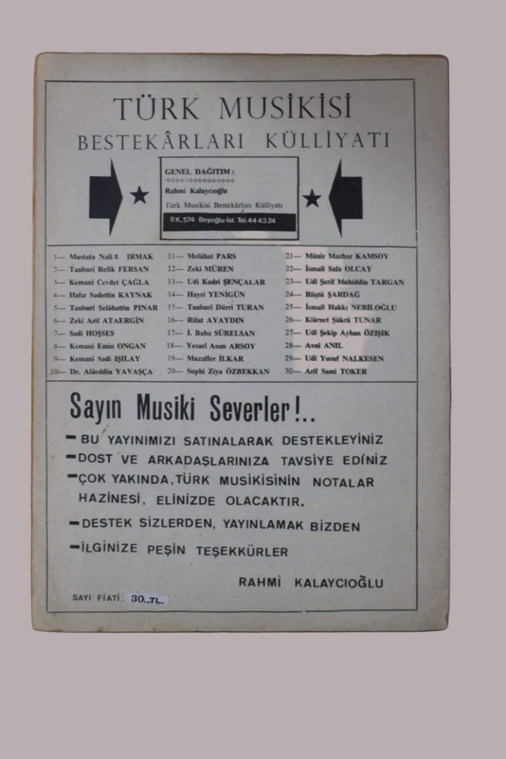 Türk Musikisi Bestekarları Külliyatı Sayı: 5